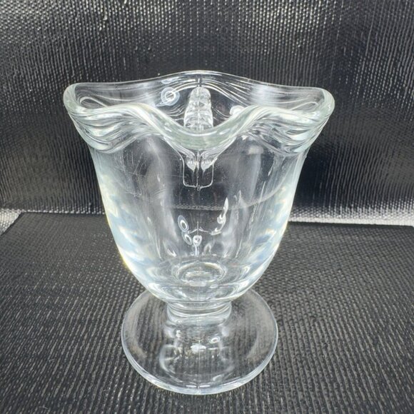 1930s Fostoria Coronet Clear Glass Creamer Small Pitcher Manganese 365nm UV Glow - Picture 7 of 12